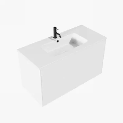 ArkiLife Cobus ACC100 - 100,5x46,5, Slim-Frame-møbler, høyglanset hvit med Sanistone-vask