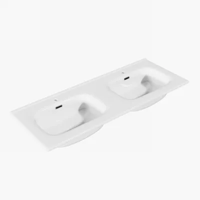 ArkiLife®Cobus ACC120D-CB - 121x46,5 Slim-Edge, hvite porselensvasker