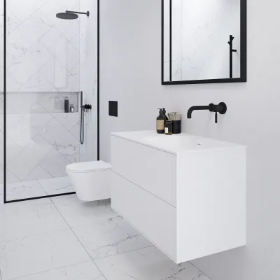 Pulcher Mood 90R Soft - Baderomsmøbel 90x46 cm, matt hvit med SolidTec® vask