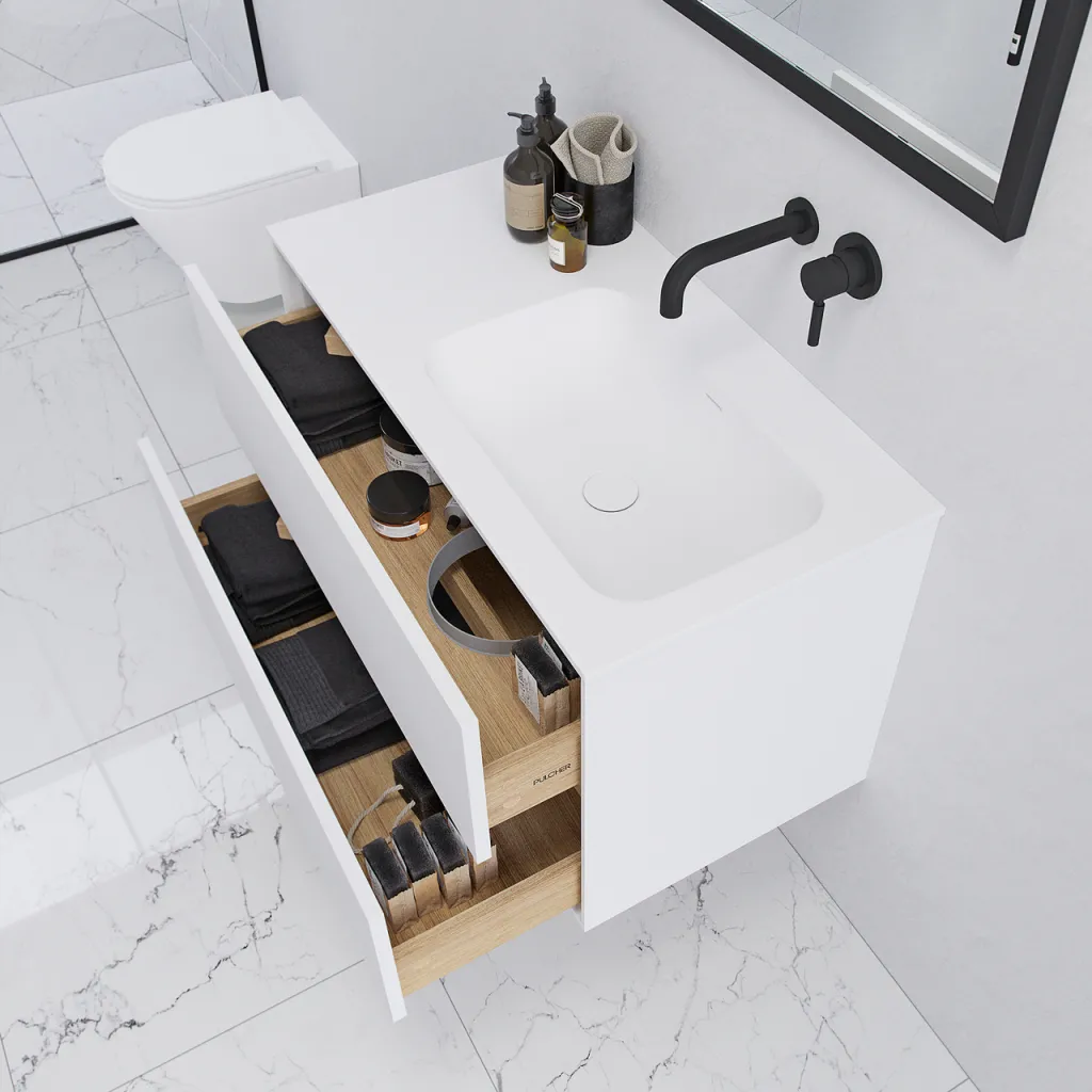 Pulcher Mood 90R Soft - Baderomsmøbel 90x46 cm, matt hvit med SolidTec® vask