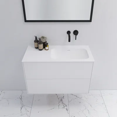 Pulcher Mood 90R Soft - Baderomsmøbel 90x46 cm, matt hvit med SolidTec® vask