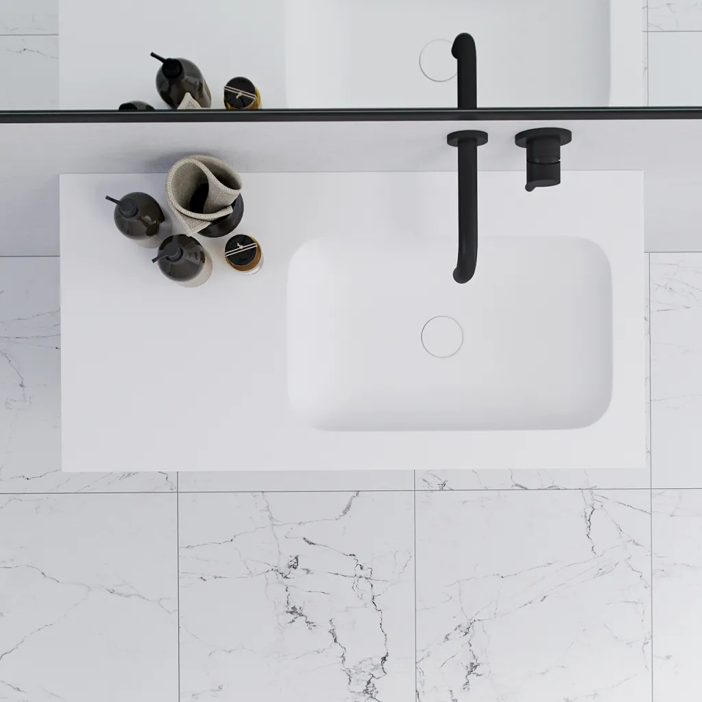 Pulcher Mood 90R Soft - Baderomsmøbel 90x46 cm, matt hvit med SolidTec® vask