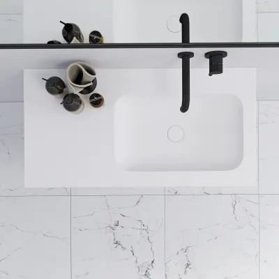 Pulcher Mood 90R Soft - Baderomsmøbel 90x46 cm, matt hvit med SolidTec® vask