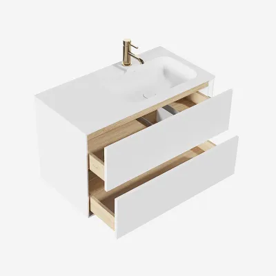 Pulcher Mood 90R Soft - Baderomsmøbel 90x46 cm, matt hvit med SolidTec® vask