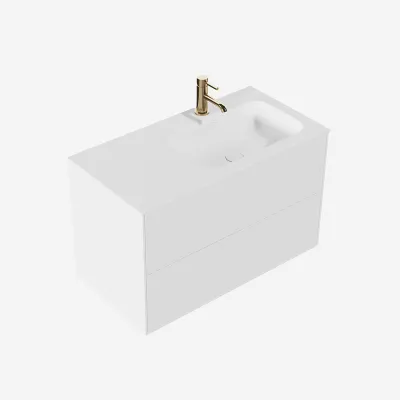 Pulcher Mood 90R Soft - Baderomsmøbel 90x46 cm, matt hvit med SolidTec® vask