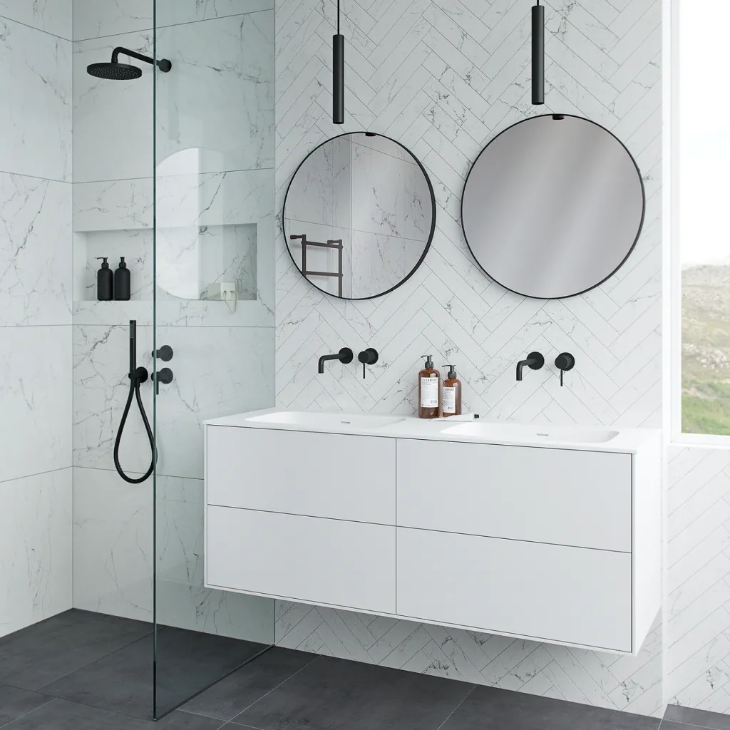 Pulcher Mood 140D Soft - Baderomsmøbel 140x46 cm, matt hvit med SolidTec® vask