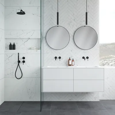 Pulcher Mood 140D Soft - Baderomsmøbel 140x46 cm, matt hvit med SolidTec® vask