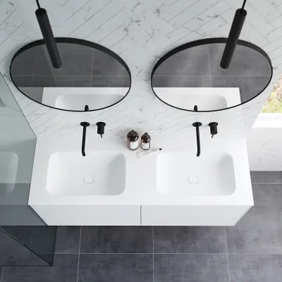 Pulcher Mood 140D Soft - Baderomsmøbel 140x46 cm, matt hvit med SolidTec® vask