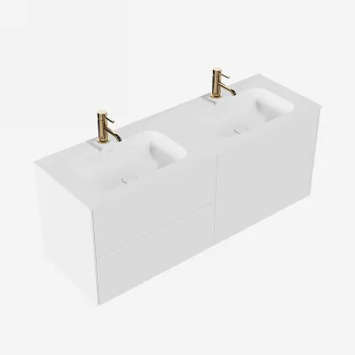 Pulcher Mood 140D Soft - Baderomsmøbel 140x46 cm, matt hvit med SolidTec® vask