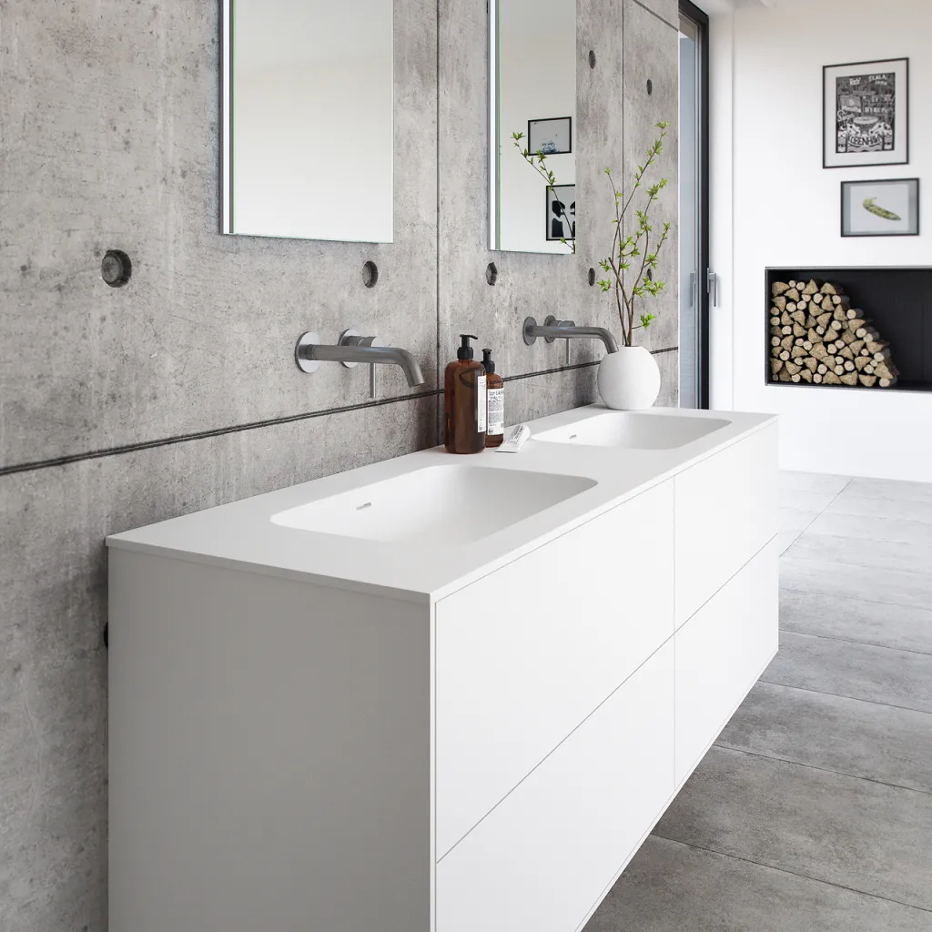Pulcher Mood 160D Soft - Baderomsmøbel 160x46 cm, Mathvid m/ SolidTec®. vask