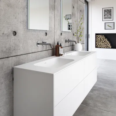 Pulcher Mood 160D Soft - Baderomsmøbel 160x46 cm, Mathvid m/ SolidTec®. vask