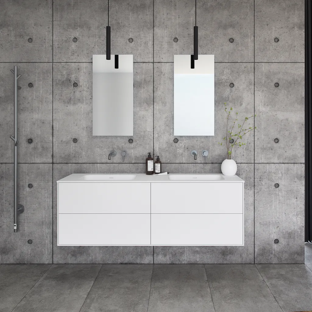 Pulcher Mood 160D Soft - Baderomsmøbel 160x46 cm, Mathvid m/ SolidTec®. vask
