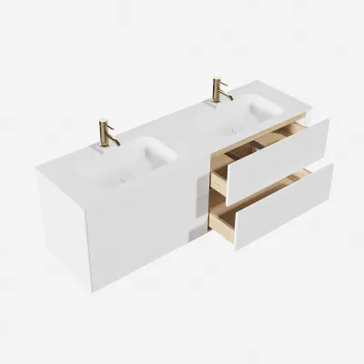 Pulcher Mood 160D Soft - Baderomsmøbel 160x46 cm, Mathvid m/ SolidTec®. vask