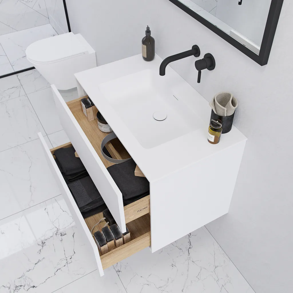 Pulcher Mood 80 Soho - Baderomsmøbel 80x46 cm, matt hvit med SolidTec® vask