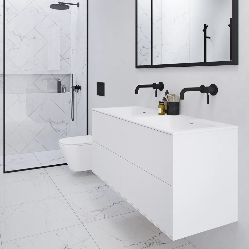 Pulcher Mood 120D Soho - Baderomsmøbel 120x46 cm, matt hvit med SolidTec® vask