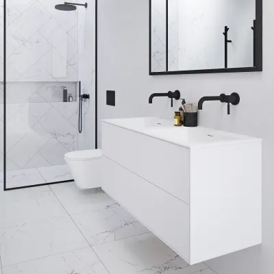 Pulcher Mood 120D Soho - Baderomsmøbel 120x46 cm, matt hvit med SolidTec® vask