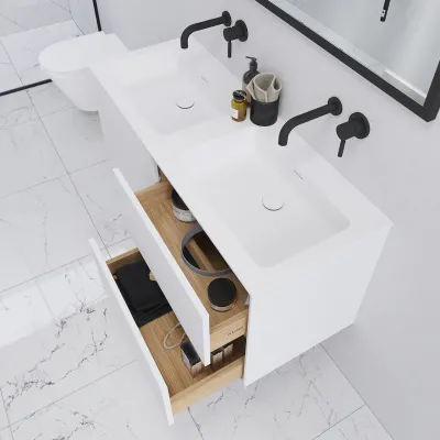 Pulcher Mood 120D Soho - Baderomsmøbel 120x46 cm, matt hvit med SolidTec® vask