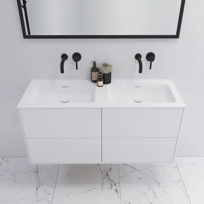 Pulcher Mood 120D Soho - Baderomsmøbel 120x46 cm, matt hvit med SolidTec® vask