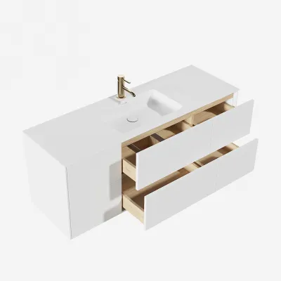 Pulcher Mood 140 Soho - Baderomsmøbel 140x46 cm, matt hvit med SolidTec® vask