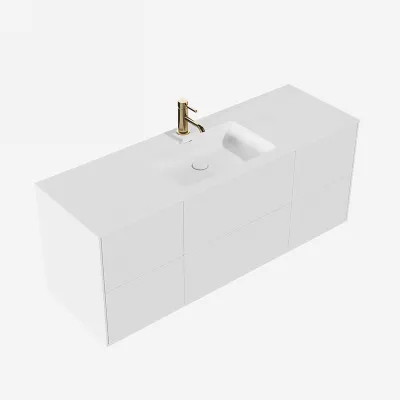Pulcher Mood 140 Soho - Baderomsmøbel 140x46 cm, matt hvit med SolidTec® vask
