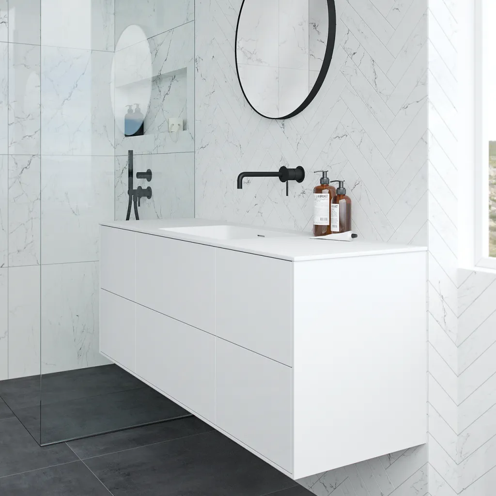Pulcher Mood 140 Soho - Baderomsmøbel 140x46 cm, matt hvit med SolidTec® vask