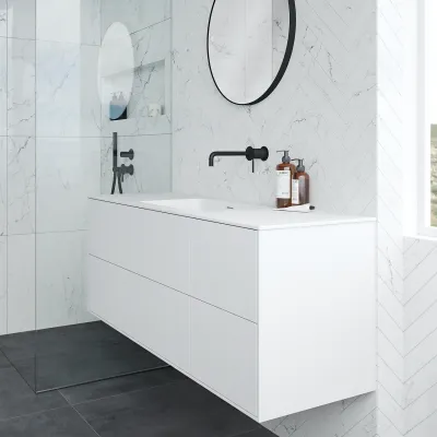 Pulcher Mood 140 Soho - Baderomsmøbel 140x46 cm, matt hvit med SolidTec® vask