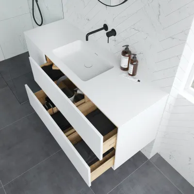 Pulcher Mood 140 Soho - Baderomsmøbel 140x46 cm, matt hvit med SolidTec® vask