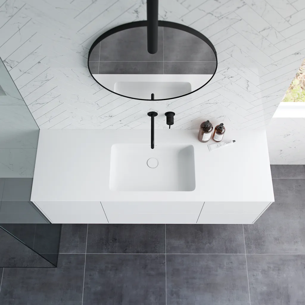 Pulcher Mood 140 Soho - Baderomsmøbel 140x46 cm, matt hvit med SolidTec® vask