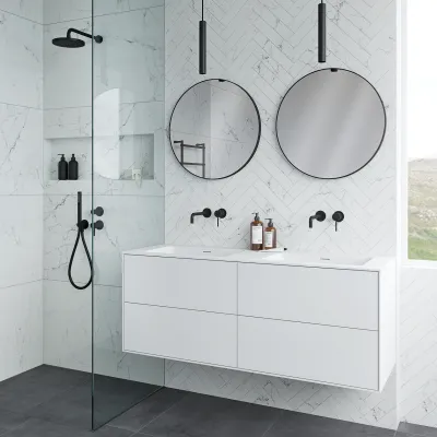 Pulcher Mood 140D Soho - Baderomsmøbel 140x46 cm, Mathvid m/ SolidTec® vask