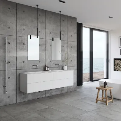 Pulcher Mood 180D Soho - Baderomsmøbel 180x46 cm, Mathvid m/ SolidTec® vask