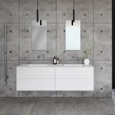 Pulcher Mood 180D Soho - Baderomsmøbel 180x46 cm, Mathvid m/ SolidTec® vask